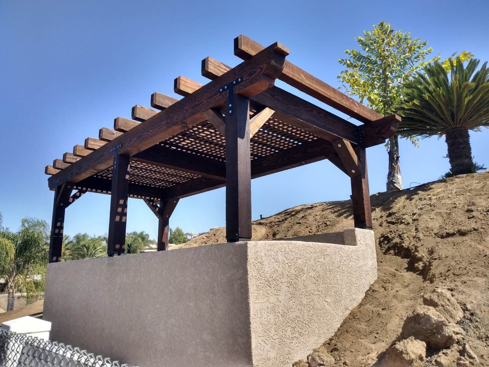 Gallery photos for Sturdy Wooden Pergola Enhances Hillside Setting: Image #2