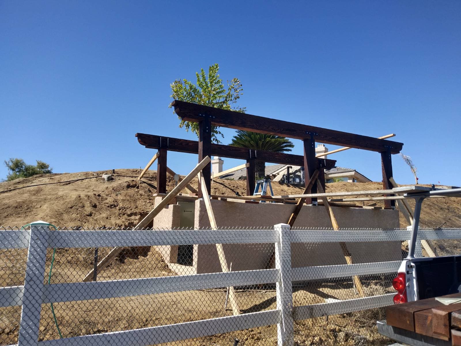 Gallery photos for Sturdy Wooden Pergola Enhances Hillside Setting: Image #3